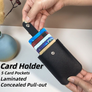 Pull Card Bag Leather Coin Purse Multi-card Slot Pocket Wallet Card Holder Pouch StoragePull Out Multi Slot Card Sleeve Bank Card Sleeve Anti Destructive Magnetic Card Cover