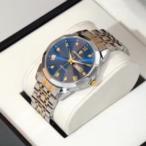 POEDAGAR Luxury Men Watch Waterproof Luminous Male Wristwatch Stainless Steel Date Week Man Watches Quartz Clocks