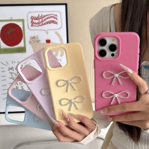Simple Bow DIY 3D Liquid Silicone Magnetic Case For iPhone 17 Pro Max 11 13 15 16 14 12 Pro Max Air New Fashions Shockproof Back Cover