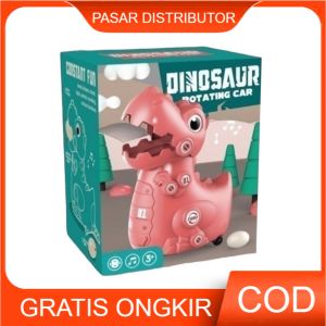 Mainan Anak DINOSAUR ROTATING CAR Mainan Dino Lampu & Musik Dino Telur Mainan Anak Perempuan - Mainan Anak Laki Laki