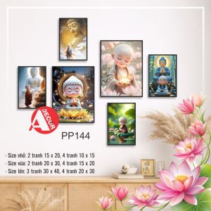 TRANH A DECOR - SET 6 tranh dán tường chủ đề phật pháp V3 có kéo sẵn dán lên tường không cần khoan