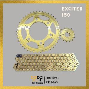 Nhông sên đĩa exciter 150 màu vàng dành cho xe exciter150 ex155 MX King. 14T-42T sên (xích) 122L. Bảo hành 6 tháng