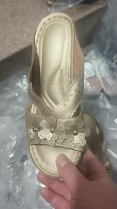 New Large Size High-Heeled Floral Beach Sandals For Women Chunky Heel Slip-On Peep-Toe Shoes