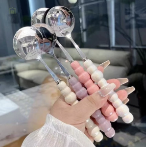 Sendok Mutiara Aesthetic Stainless Steel Ala Korean Cutlery Perlengkapan Makan Homecafe Spoon Pearl