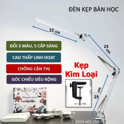 Đèn led kẹp bàn 12w cỡ lớn cắm USB dùng cho đọc sách trang điểm