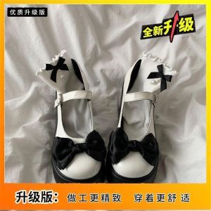 [Free Shipping] Thick-Soled Chunky-Heeled WomenS Shoes With A Bow Giving A Sweet And Cool Youthful Vibe.These Are JK-Style Leather Shoes A New Autumn Collection Designed To Add Height