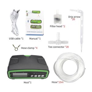 ปั๊มคู่อุปกรณ์รดน้ำอัตโนมัติพร้อมชุดชลประทานหยดขนาดเล็กจับเวลาระบบรดน้ำสำหรับสวนกระถางต้นไม้ในร่ม