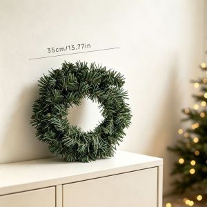 DSIUY Green Pine  Christmas Garland Realistic Rustic Simulation Wreath Ornament Holiday Prop Long Lasting Artificial Green Pine Wreath Home Xmas Decor