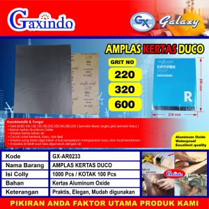 AMPLAS LEMBARAN GRIT 180 220 280 320 600 AR0233 AMPLAS HALUS KASAR