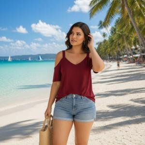 Plus Size Cold Shoulder Jane Blouse Cotton Spandex XL-3XL Trendy & Comfy Top for Women Casual Chic Style