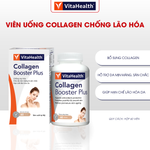 Date 2027 - Viên Uống VITAHEALTH Collagen Booster Plus Bổ Sung Collagen Giúp Đẹp Da Chống Lão Hóa Hộp 60 Viên
