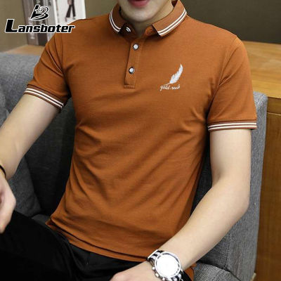 Lansboter Men's Business Simple Slim Polo Short Sleeve for men（The size is one size smaller than the normal size）