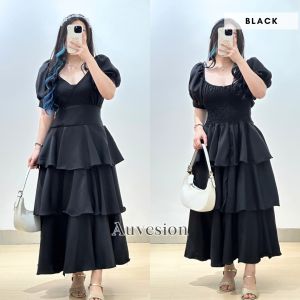 6210 Mariana V-Neck Ruffle Shakila Maxi Dress Natal Pesta