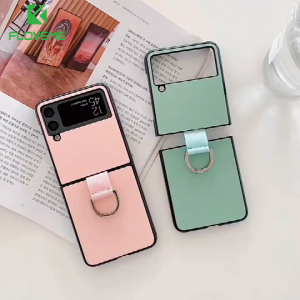 FLOVEME Phone Case For Samsung Galaxy Z Flip 4 Flip 3 5G With Finger Ring Hard PC Shockproof Back Cover For Galaxy Z Flip 4 Flip 3