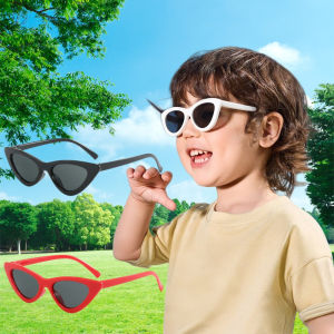 Pulchra จัดส่งภายใน2-3วัน สำหรับอายุ3-12ปี แว่นกันแดดเด็ก เด็กหญิง เด็กชาย แว่นตากรอบสามเหลี่ยม Cat Eye กันรังสียูวี400 ใส่สบายน้ำหนักเบา