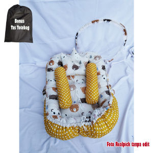 Kasur Bayi Kelambu Baby Nest Portable Bisa Dipakai Bolak Balik Free Tas + Bantal Peyang dan Guling