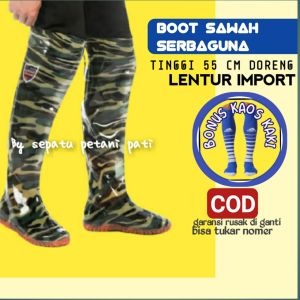 Sepatu Boot Petani Sawah Pria Laki Laki Wanita Dewasa Import Doreng Loreng Lentur Anti Air Ap Boots