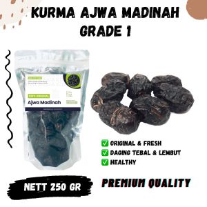 KURMA AJWA MADINAH 250gr Repack Premium Madinah Korma Nabi Sunnah Ajwah Azwa Medina Dates Buah
