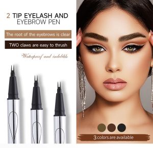 ✨Waterproof/Sweat-Proof✨ Anti-Smudge Upgraded Two-Pronged 3d Water Eyebrow Pencil /2 Tip Eyelash And Eyebrow Pen/Wild Eyebrow Pencil/Natural Three-Dimensional Wild Eyebrow Pencil