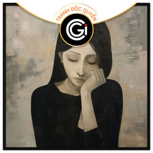 Tranh cô gái buồn phong cách trừu tượng cảm xúc cô đơn.Tranh treo tường dán tường trang trí nội thất.CGI-958