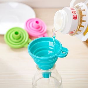 Silicone Foldable Funnel Collapsible Style Funnel Hopper Kitchen Cooking Tools Retractable Long-Neck Funnel