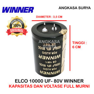 ELCO 10000UF 80V WINNER HITAM FULL MURNI ORIGINAL / CAPASITOR KAPASITOR AUDIO 10000 mikro 80V WINNER HITAM