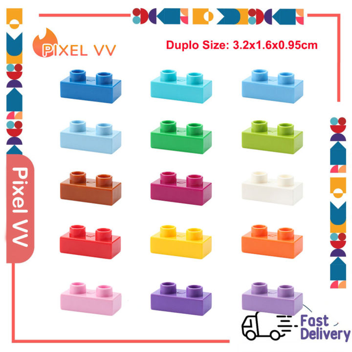 10PCS 1x2 Duplo Accessories Building Blocks Compatible Duplo