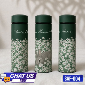 Transfer It Customizable 16oz Vacuum Flask Metallic Animals in Flower Field Stainless Steel Tumbler