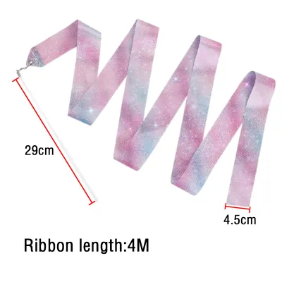4M Dance Ribbons Ballet Streamer Twirling Rod Flash Star Streamers Twirling Stick For Art Gymnastics