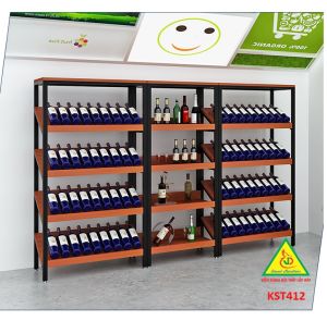Kệ trưng bày sản phẩm hàng hóa kệ trang trí khung sắt mặt gỗ KST416- Nội thất lắp ráp Viễn Đông Adv