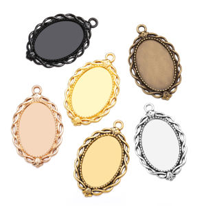 4pcs 6 Colors Necklace Pendant Setting Cabochon Base Tray Bezel Blank Fit 30*20mm Oval Cabochons Jewelry Making C73