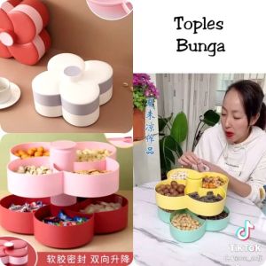 Toples bunga putar 2 susun / toples lebaran terbaru toples putar 2 susun