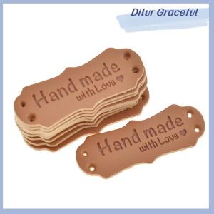 Ditur 50 cái thẻ da PU làm thủ công với nhãn tình yêu thẻ dệt kim Tự Làm Thủ Công may vá