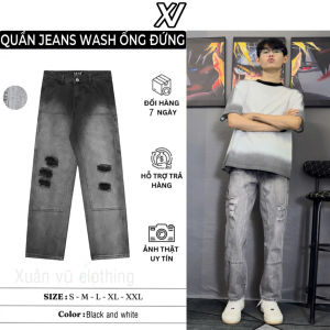 quần suông ống rộng jean màu xám wash mới nhất