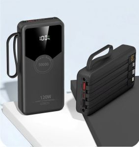 AX62 Sạc dự phòng mAh có sạc nhanh PD 120W kèm 4 cáp sạc tích hợp đèn nngủ (hàng mới 100%)