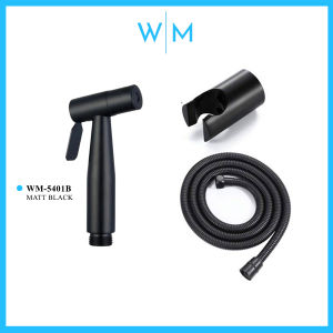 WM Bathroom Stainless Steel SUS 304 High Pressure Hand Bidet Spray Set with Flexible Hose and Holder