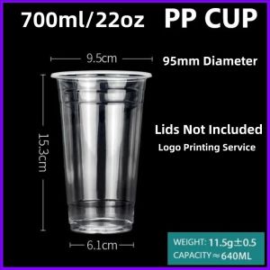 PP Cup 50 pcs Coffee Latte Tea Size 500ml 700ml Diameter 95mm we Do Logo Printing Service SEALABLE PP CUP