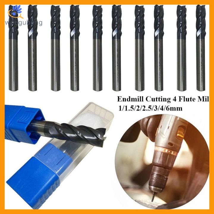 Endmill Cutting 4 Flute Mill 1mm 1.5mm 2mm 2.5mm 3mm 4mm 6mm Alloy ...