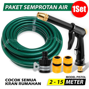 DADIDU Selang Semprotan Air Semprot Cuci Motor Mobil Siram Taman Benang Hijau( 251015 Meter ) Anti Lumut 2mm - Komplit Universal Watergun Pistol Tembakan - Paket Selang + Semprotan Bonus Konektor Quick Release - Selang Air Anti Tekuk Benang Hijau