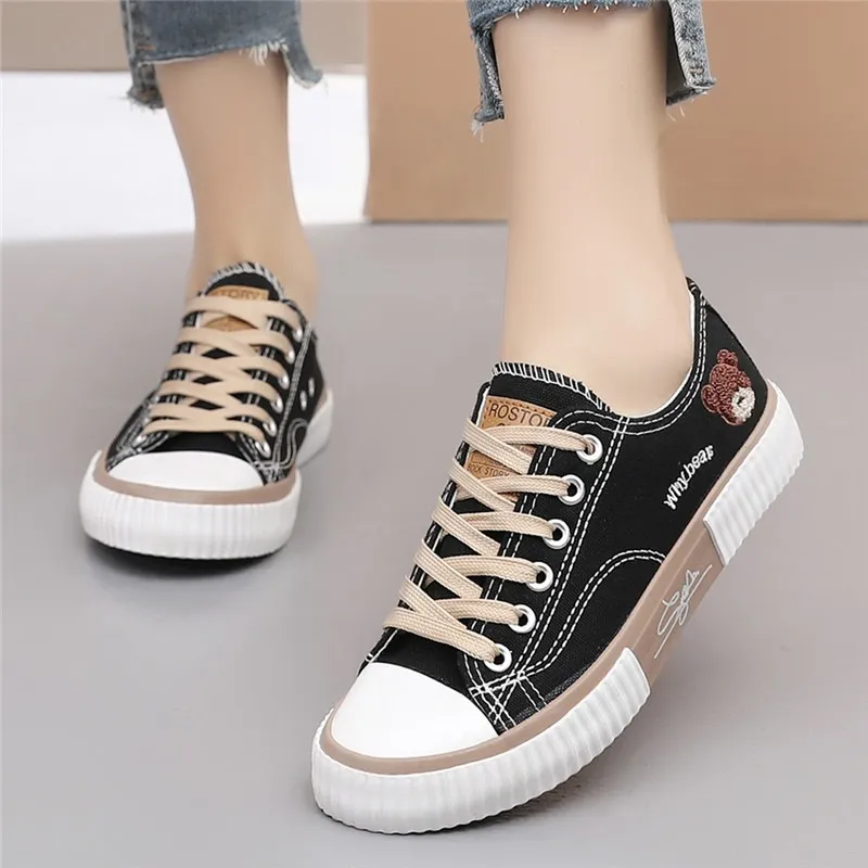 IELGY bear canvas shoes schoolgirls lace-up sneakers Lazada