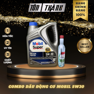 [ Combo bảo dưỡng ] 2 Bình nhớt động cơ Mobil Super 5w30 (4 Lít) + Súc động cơ Castrol