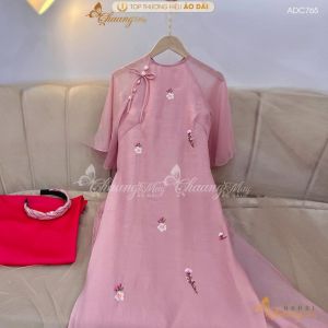 Áo dài cách tân nữ 4 tà Hinh Duyệt dáng suông xưa Chaang may sẵn áo dài lụa nơ hoa nhí dự tiệc cưới lễ tết đẹp ADC765