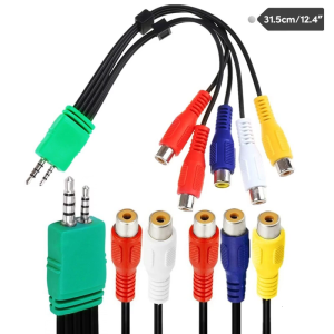 3.5mm Male 2.5mm Male to 5RCA Female Plugs Video Adapter Cable Cord Compatible for BN39-01154 LED LCD TV Video Cable