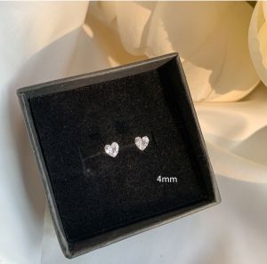 Bông tai bạc 925 trái tim khuyên nụ đá zircon nam nữ tối giản S925 HEART QA SILVER Earrings EA201203