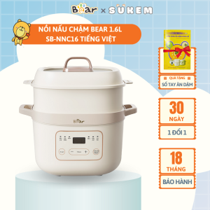 Nồi Nấu Chậm Bear 16L Đa Năng 6 Chế Độ Ninh Nấu Hầm Hấp Tiết Kiệm Thời Gian Giữ Trọn Chất Dinh Dưỡng SB-NNC16