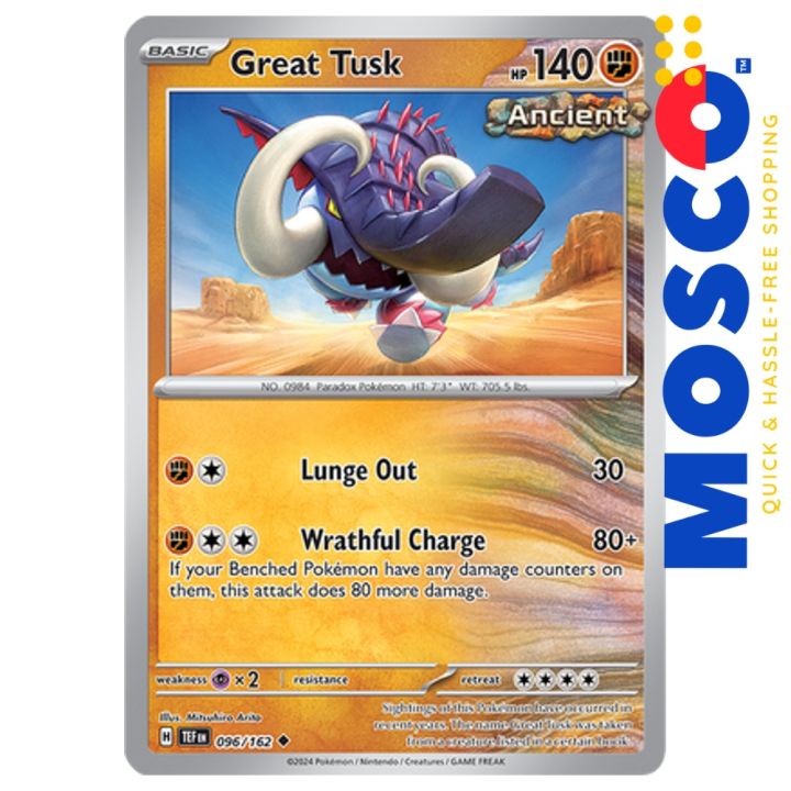 Great Tusk 096/162 Pokemon TCG Temporal Forces Reverse Holo