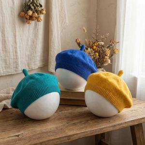 FUNG Warm Baby Knitted Beret Pumpkin Hat Soft Fabric Kids Beanie Cap Cute Lightweight Girls Painter Hat Kids