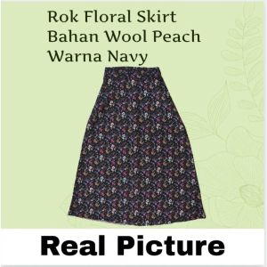 Rok Wanita Dewasa Model Terbaru Rok Floral Skirt A Line WP Motif Bunga Matt Wool Peach Span Panjang Korea Style Model fashion viral kekinian Good Quality Premium