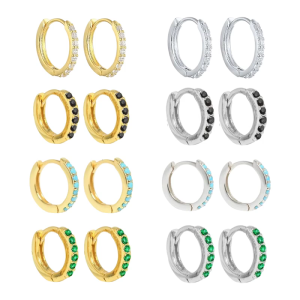 Elegant Zirconia Inlaid Circle Hoops Earrings for Women Girls Comfortable Alloy Ear Cuffs Fashion Accessories