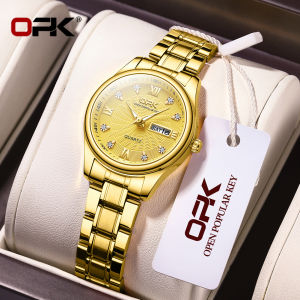[✅Free Box]100% Authentic OPK Fashion Watch For Women Sale Original Pawnable Waterproof Korean Style Elegant Stainless Steel Casual Watch Dual Calendar Luminous Display Black /White /Gold